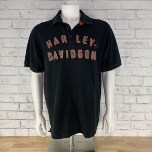Harley-Davidson Shirt Men's‎ Large Polo Short Sleeve Motorcycles Black